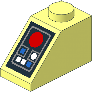 Slope Brick 45  2 x  1 with Blue, White and Red Buttons Sticker