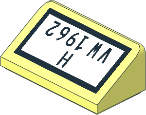 Slope Brick 31  1 x  2 x  0.667 with Black "H VW 1962" Sticker