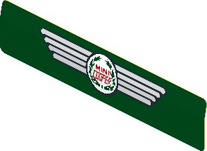 Sticker  0.8 x  3.8 with Radiator Grille and Mini Cooper Logo (Formed)