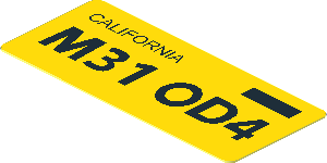 Sticker  0.7 x  1.7 with "M31 OD4" California License Plate