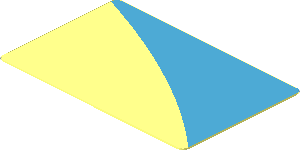 Sticker  1.1 x  1.7 with Dark Azure Curved Triangle Right