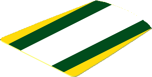 Sticker  1.3 x  1.1 with Yellow, Dark Green and White Stripes
