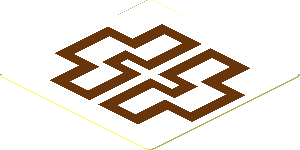 Sticker  1.7 x  1.7 with Reddish Brown Symmetric Symbols on White Background