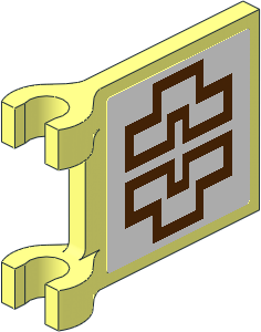 Flag  2 x  2 with Reddish Brown Symmetric Symbols on White Background Sticker on Both Sides