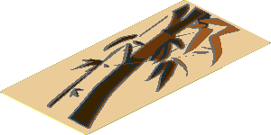 Sticker  3.7 x  1.7 with Dark Brown and Orange Asian Flower and Bamboo Decoration Type 1