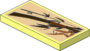 Tile  2 x  4 with Dark Brown and Orange Asian Flower and Bamboo Decoration Type 1 Sticker