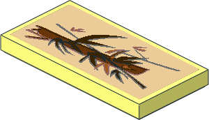 Tile  2 x  4 with Dark Brown and Orange Asian Flower and Bamboo Decoration Type 2 Sticker