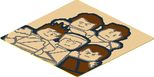 Sticker  1.7 x  1.7 with  5 Ninjago Minifigures on Tan Background