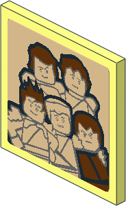 Roadsign Clip-on  2 x  2 Square with 5 Ninjago Minifigures on Tan Background Sticker