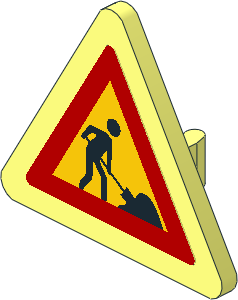 Roadsign Clip-on  2.2 x  2.667 Triangular with Worker and 1 Pile Pattern Sticker