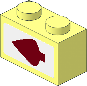 Brick  1 x  2 with Dark Red Arrow Pointing Left Sticker