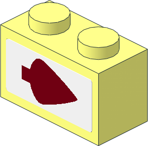 Brick  1 x  2 with Dark Red Arrow Pointing Right Sticker