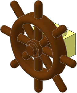 Technic Brick  1 x  2 with Reddish Brown Boat Ship Wheel with Unslotted Pin