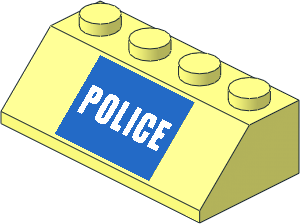 Slope Brick 45  2 x  4 with White "POLICE" on Blue Background Narrow Sticker