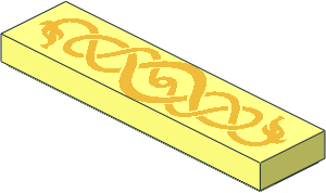 Tile  1 x  4 with Metallic Gold Coiling Snakes Pattern