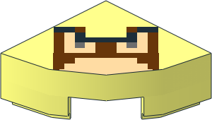 Tile  1 x  1 Corner Round with Super Mario Pixelated Goomba Face Pattern