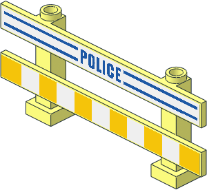 Fence  1 x  8 x  2 with Blue Lines, "POLICE", White and Yellow Stripes Stickers
