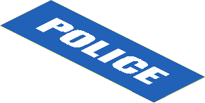 Sticker  1.3 x  3.9 with White "POLICE" on Blue Background