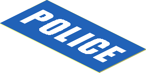 Sticker  0.9 x  1.9 with White "POLICE" on Blue Background