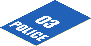 Sticker  2.9 x  1.9 with White "03 POLICE" on Blue Background