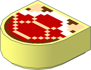 Tile  1 x  1 with Rounded End with Super Mario Pixelated Koopa Troopa Pattern