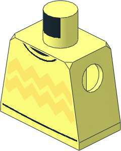 Minifig Torso with Bright Light Yellow Zigzag Lines and Black Collars Pattern