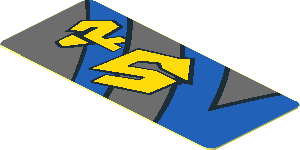 Sticker  0.7 x  1.7 with Yellow Markings, Blue Curved and Straight Lines with Black Outline on Dark Bluish Grey Background Right