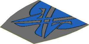 Sticker  2.5 x  2.7 with Blue Markings on Dark Bluish Grey Background