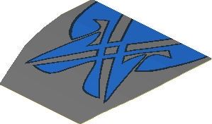 Sticker  2.5 x  2.7 with Blue Markings on Dark Bluish Grey Background (Formed)