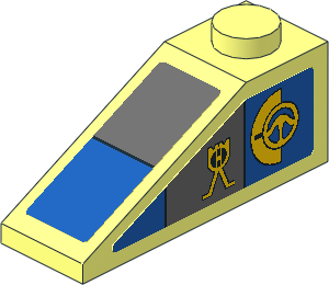 Slope Brick 33 3 x 1 with Blue and Dark Bluish Grey Panels and Yellow Markings Stickers