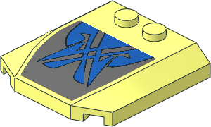 Wedge 4 x  4 x  0.667 Curved with Blue Markings on Dark Bluish Grey Background Sticker