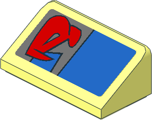 Slope Brick 31  1 x 2 x 0.667 with Red Markings and Blue Rectangle Right Sticker