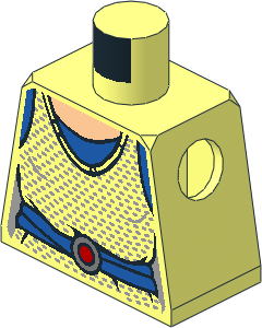 Minifig Torso with SW Female Shirt, Blue Belt and Red Buckle Pattern