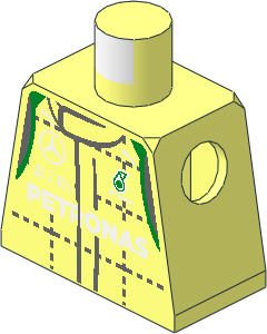 Minifig Torso with Crew Suit with Mercedes Team Logos Pattern