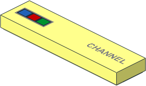 Tile  1 x  4 with Blue, Red and Green Buttons and "CHANNEL" Pattern