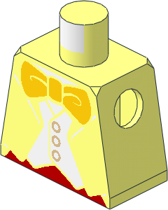 Minifig Torso with White Vest, White Shirt and Yellow Bow Tie Pattern