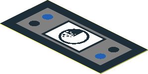 Sticker  0.9 x  1.9 with Black and Blue Buttons and Radar