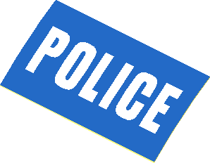 Sticker  0.9 x  1.9 with White "POLICE" on Blue Background (Formed for Motorcycle Body Fairing)
