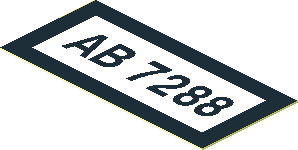 Sticker  0.9 x  1.9 with Black "AB 7288" and Border on White Background