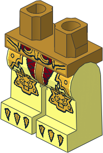 Minifig Hips and Legs with Gold Belt, Armour Scales, Knee Pads and Claws Pattern