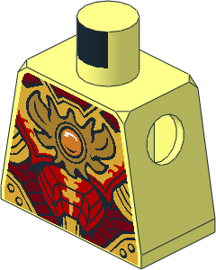 Minifig Torso with Dark Red, Red and Gold Armour and Fire Chi Emblem Pattern