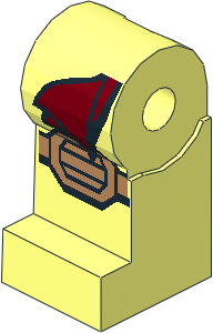 Minifig Leg Right with Dark Red Sash and Medium Nougat Knee Pad Pattern