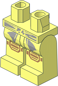 Minifig Hips and Legs with Light Bluish Grey Sash and Medium Nougat Knee Pads Pattern