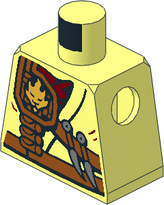 Minifig Torso with Fire Power Emblem, Kunai Knives and Scabbard Pattern