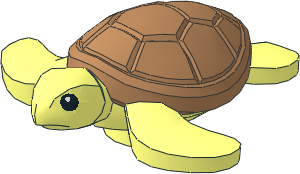 Animal Sea Turtle Baby with Black Eyes and Medium Nougat Shell Pattern