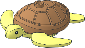 Animal Sea Turtle with Black Eyes and Medium Nougat Shell Pattern