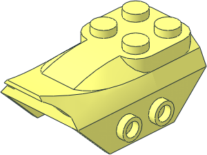 Slope Brick Curved  2 x  4 x  0.667 with Fin and 4 Studs and 2 Hollow Studs on Sides