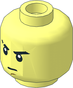 Minifig Head with Stern Eyebrows (one Scarred), White Pupils and Chin Dimple Pattern