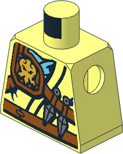 Minifig Torso with Belt, Knife, Scabbard and Lightning Power Emblem Pattern