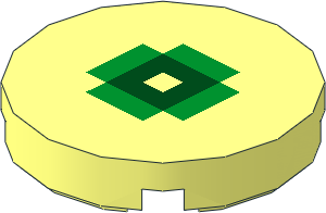 Tile  2 x  2 Round with  4 Pixelated Bright Green Rectangles around Centerless Dark Green Square Pattern